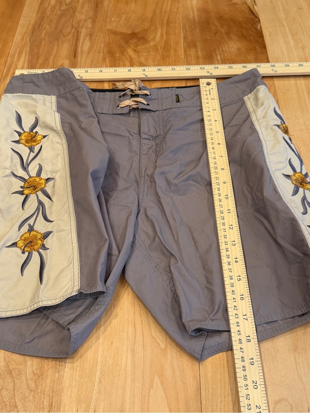Howler Brothers Gray Shorts with Yellow Floral Panels